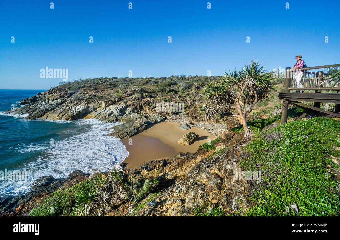 Wave Lookout at the Round Hill headland, Seventeen Seventy, Gladstone Region, Queensland, Australia Stock Photo