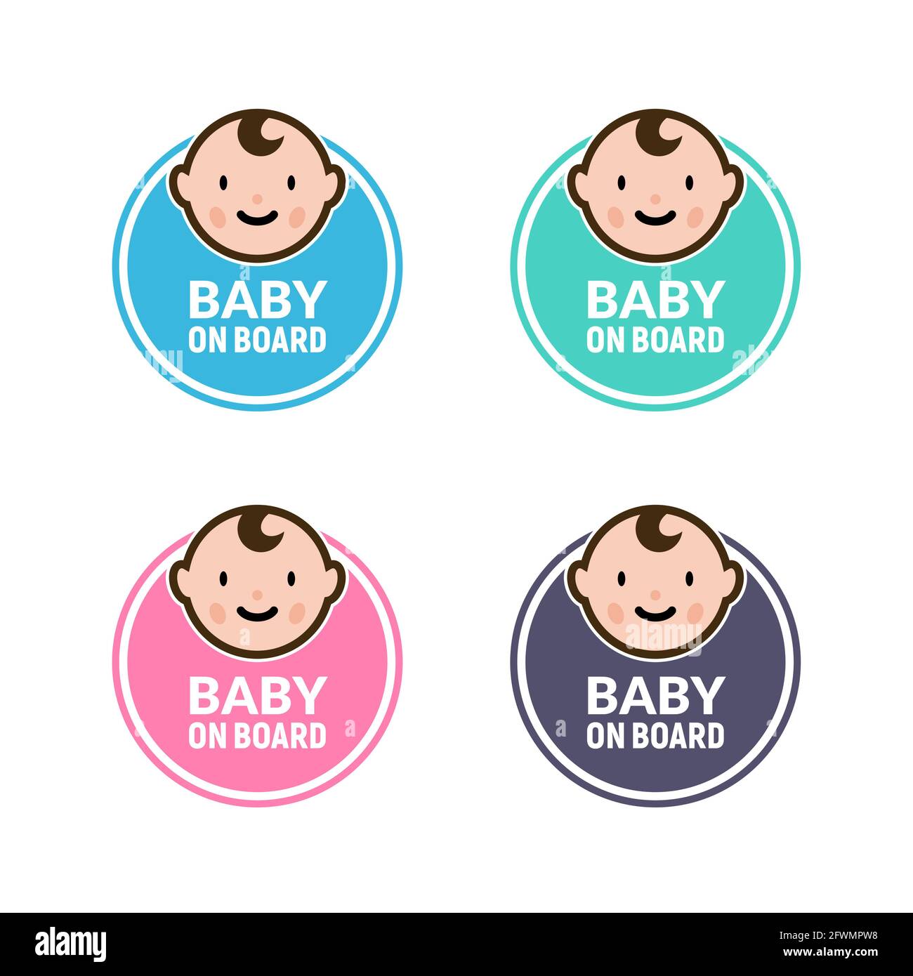 Baby on board sign icon. Child safety sticker warning emblem. Baby safety design illustration