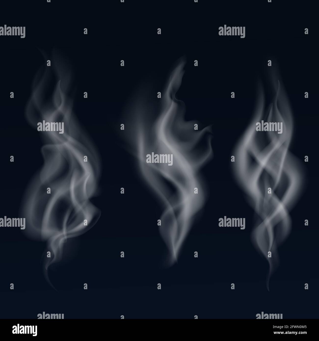 Isolated collection of white smoke on the dark background. Vector ...