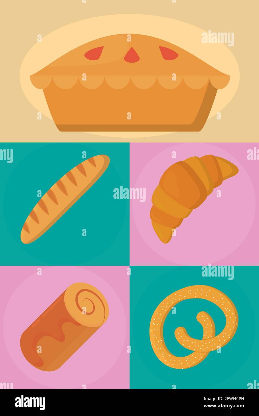bread and bakery icon set Stock Vector Image & Art - Alamy