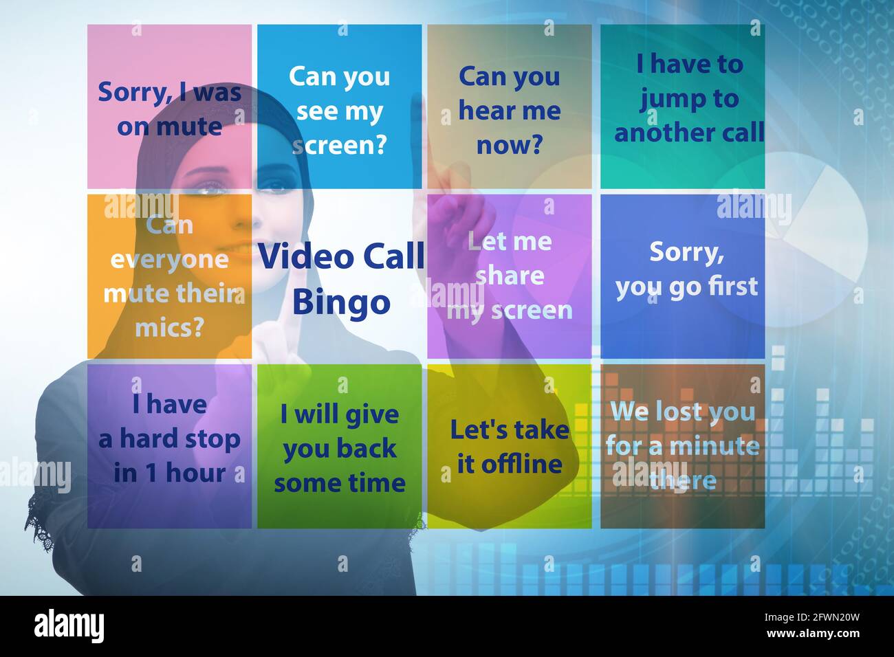 Funny concept with the video call bingo Stock Photo - Alamy