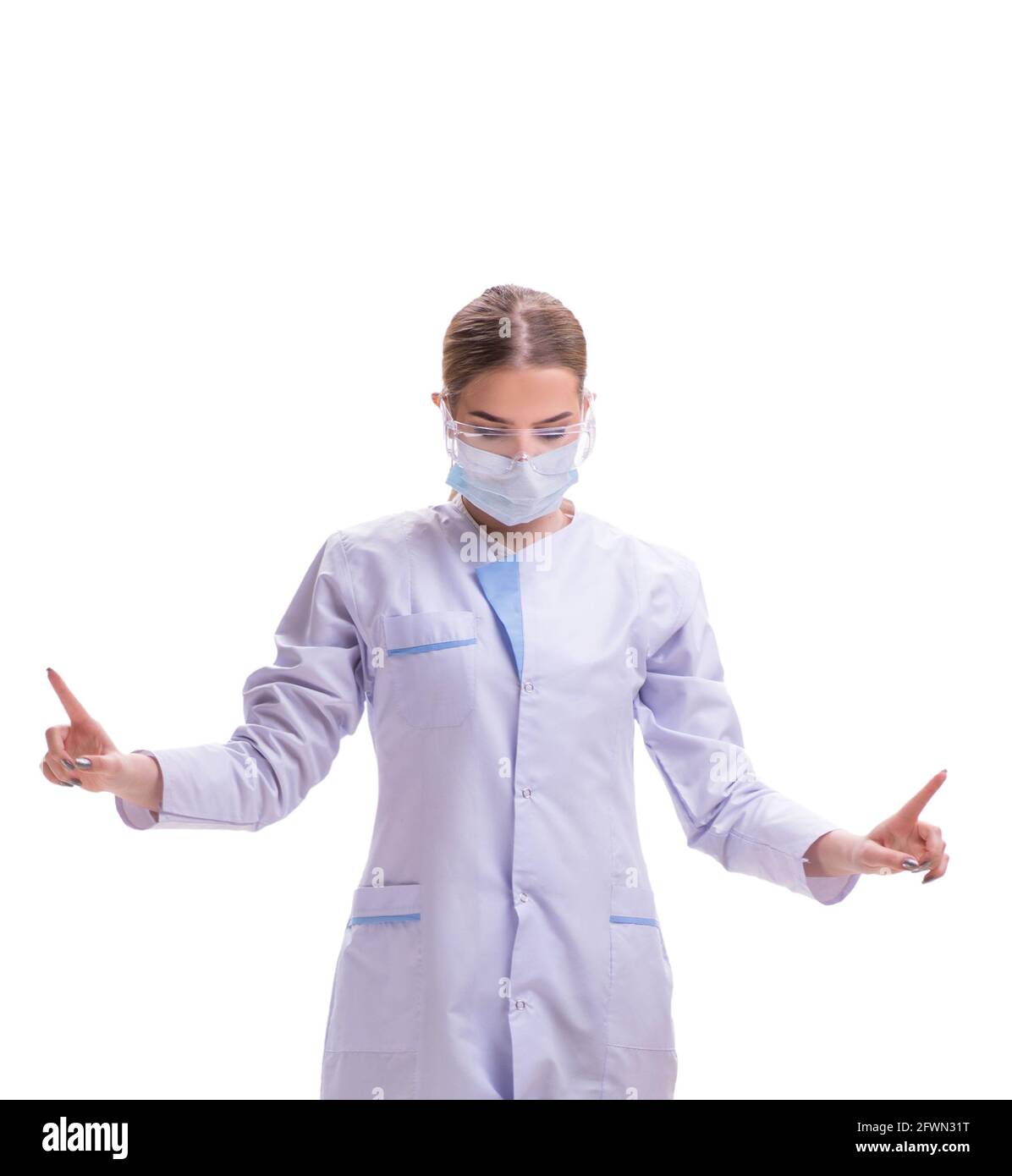 The young woman doctor isolated on white background Stock Photo - Alamy