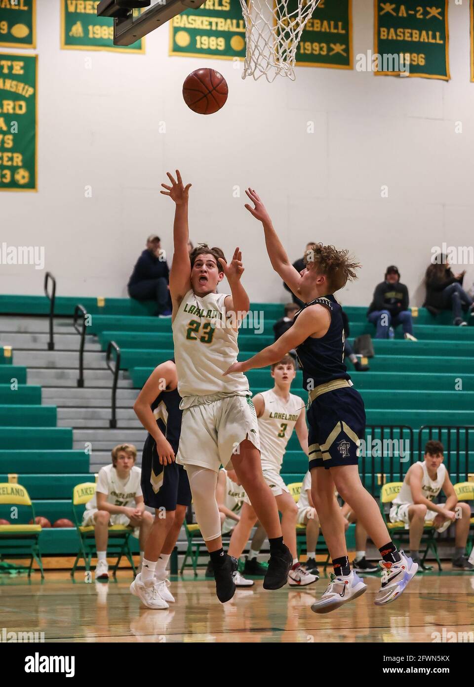 Junior Varsity basketball action with Timberlake vs Lakeland High