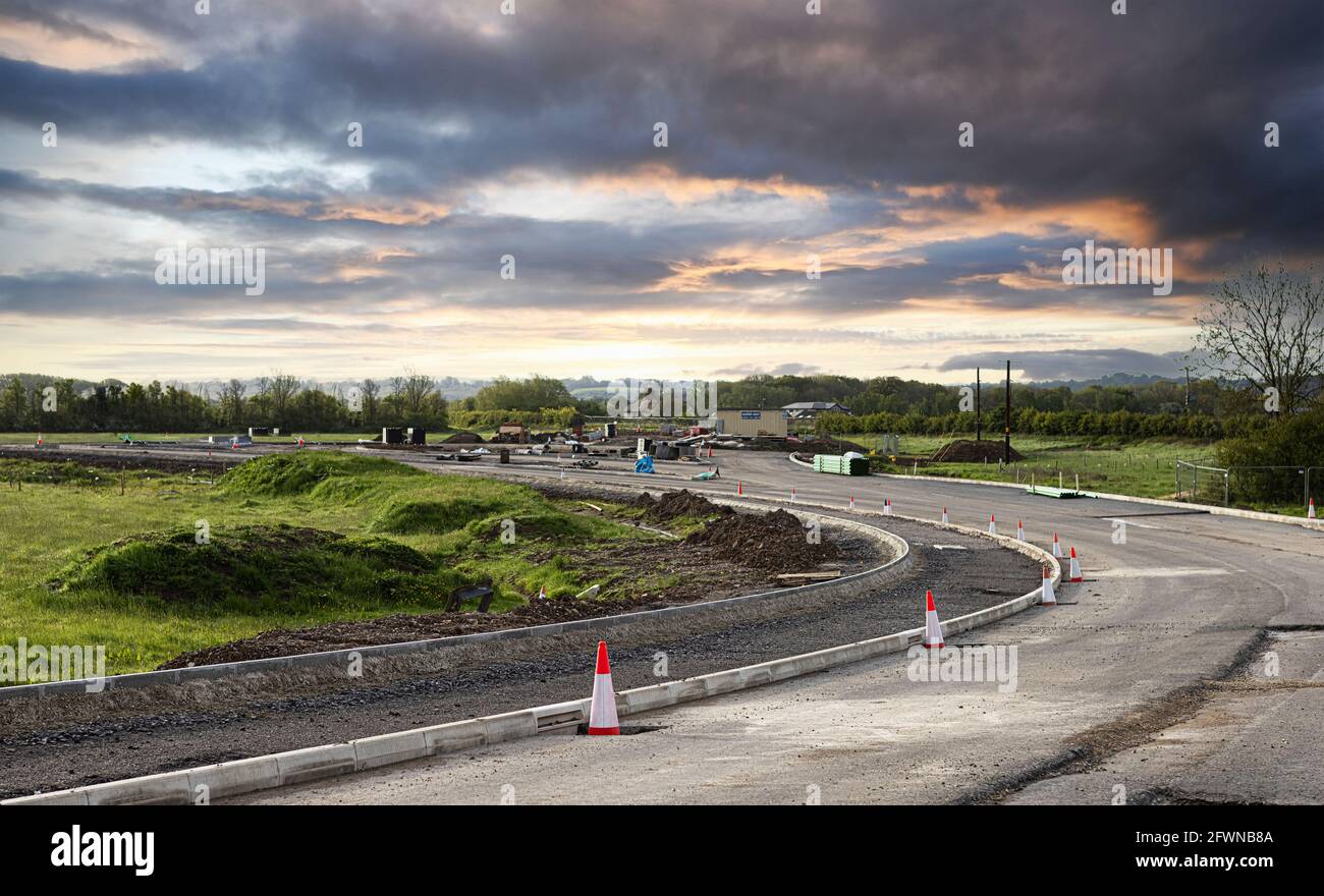 The new Wichelstowe southern access road (WSA)  construction in Swindon, Wiltshire. Stock Photo