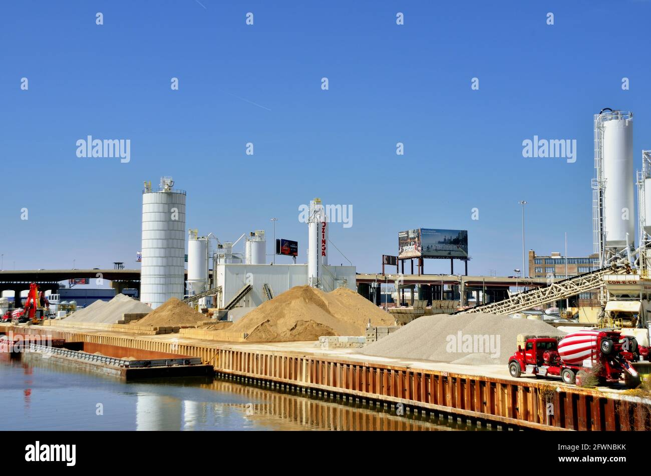 Chicago, Illinois, USA. A concrete supply facility along the South