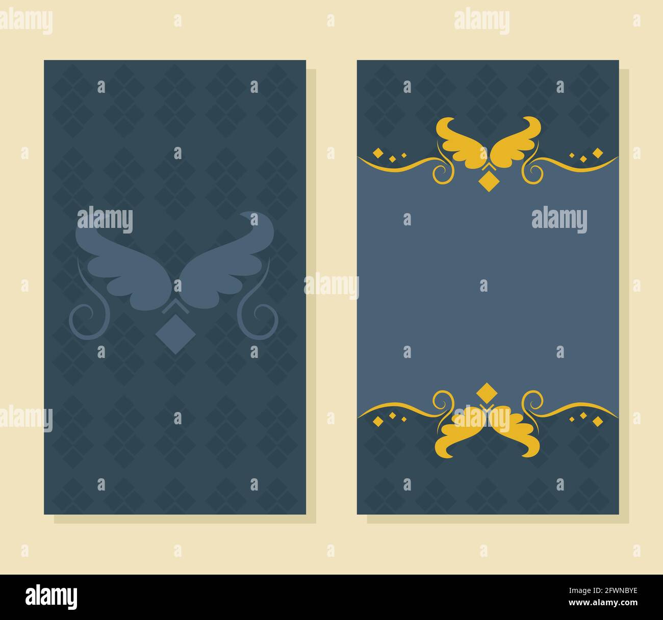 Decorative cards with damask ornaments Stock Vector Image & Art - Alamy