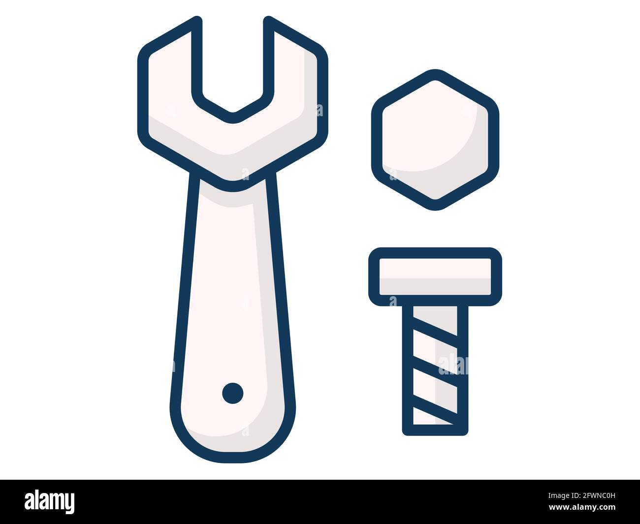 wrench nut bolt single isolated icon with filled line style vector