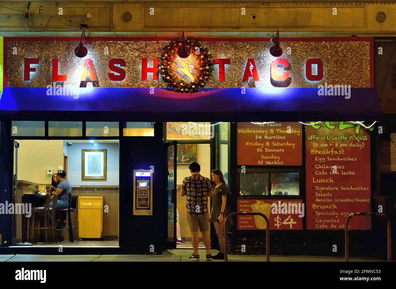 Chicago, Illinois, USA. A restaurant in the Wicker Park neighborhood specializing in ethnic cuisine. Stock Photo