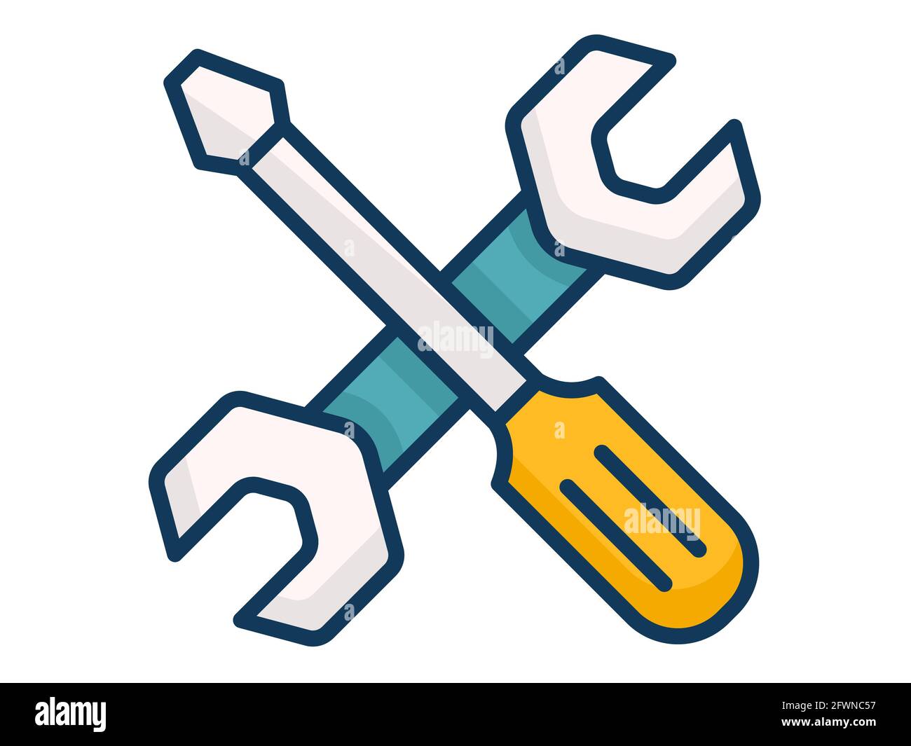 wrench screwdriver single isolated icon with filled line style vector ...