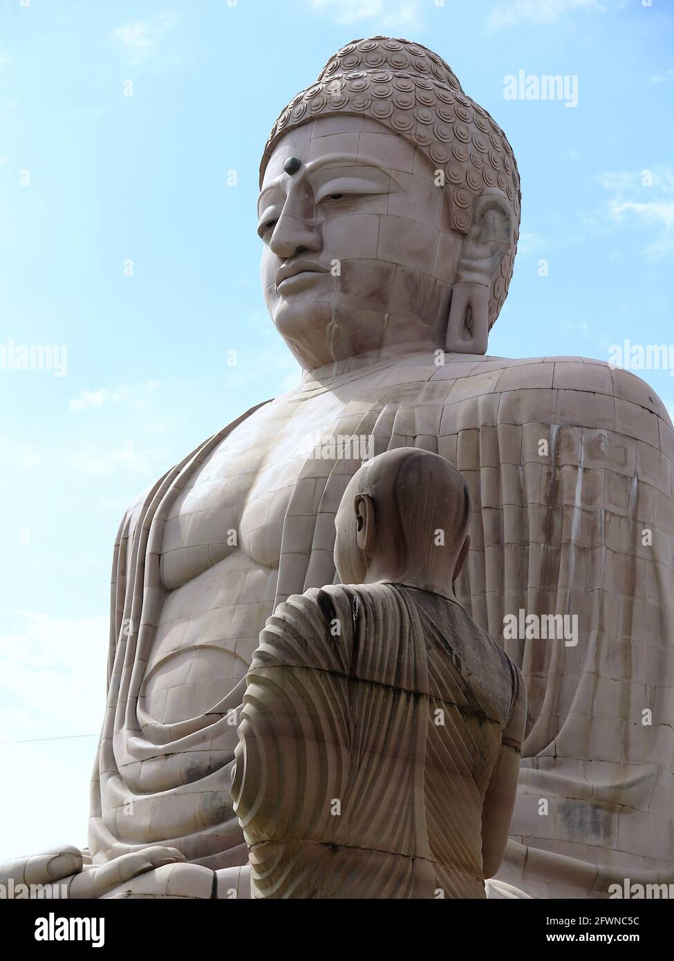 Closeup of the Great Buddha Statue, Bodhgaya, Bihar, India. It is