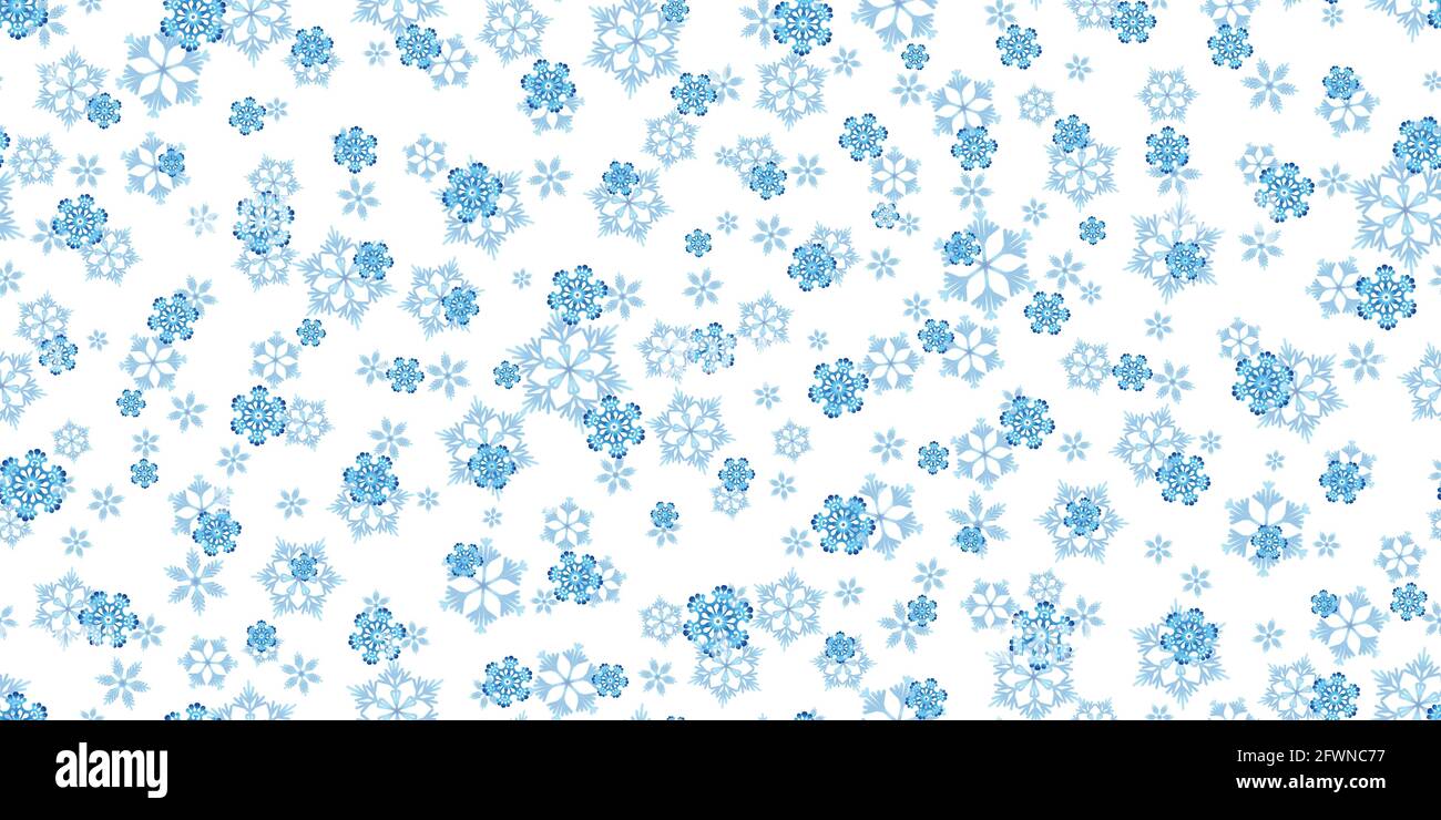 Winter seamless pattern with blue snowflakes on white background ...