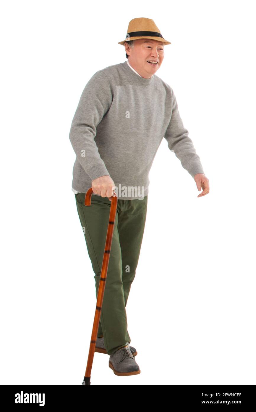 The elderly on crutches Stock Photo Alamy