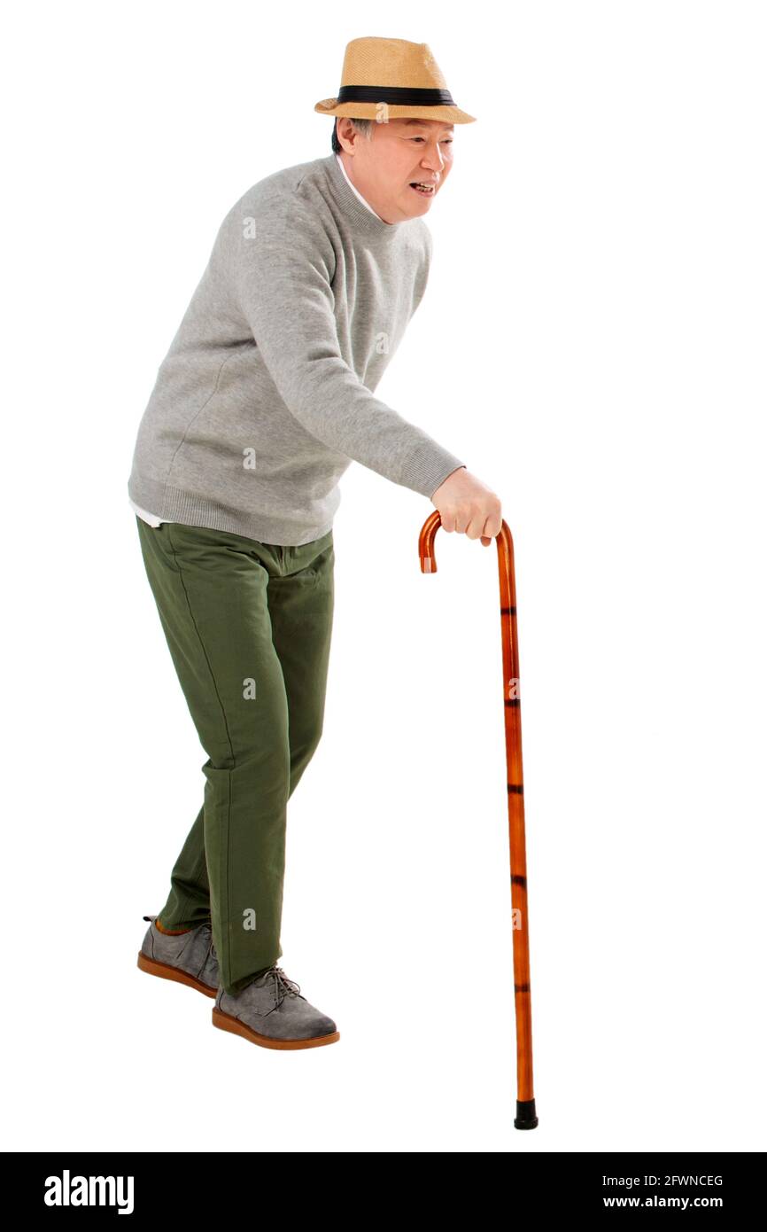The elderly on crutches Stock Photo Alamy