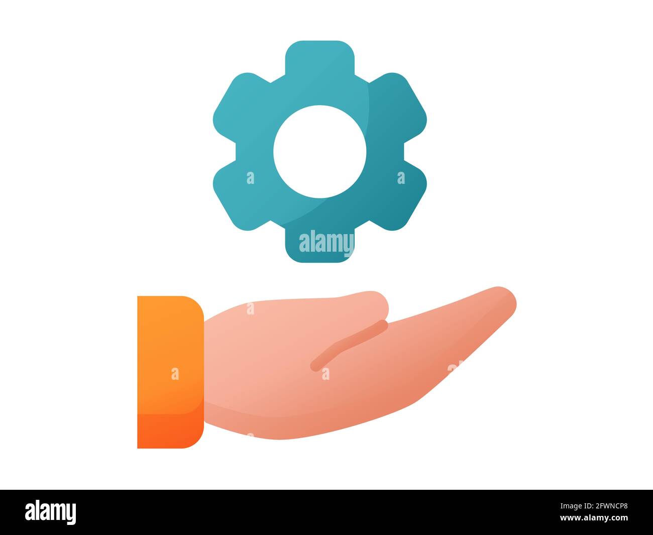 hand gear single isolated icon with smooth style vector illustration ...