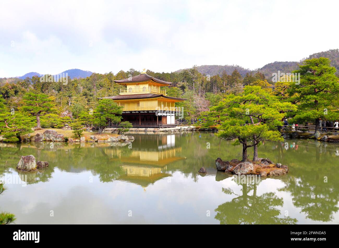 The Golden Pavilion (Kinkaku-ji Temple) in Rokuon-ji complex (Deer Garden Temple), Kyoto, Japan. UNESCO world heritage site Stock Photo