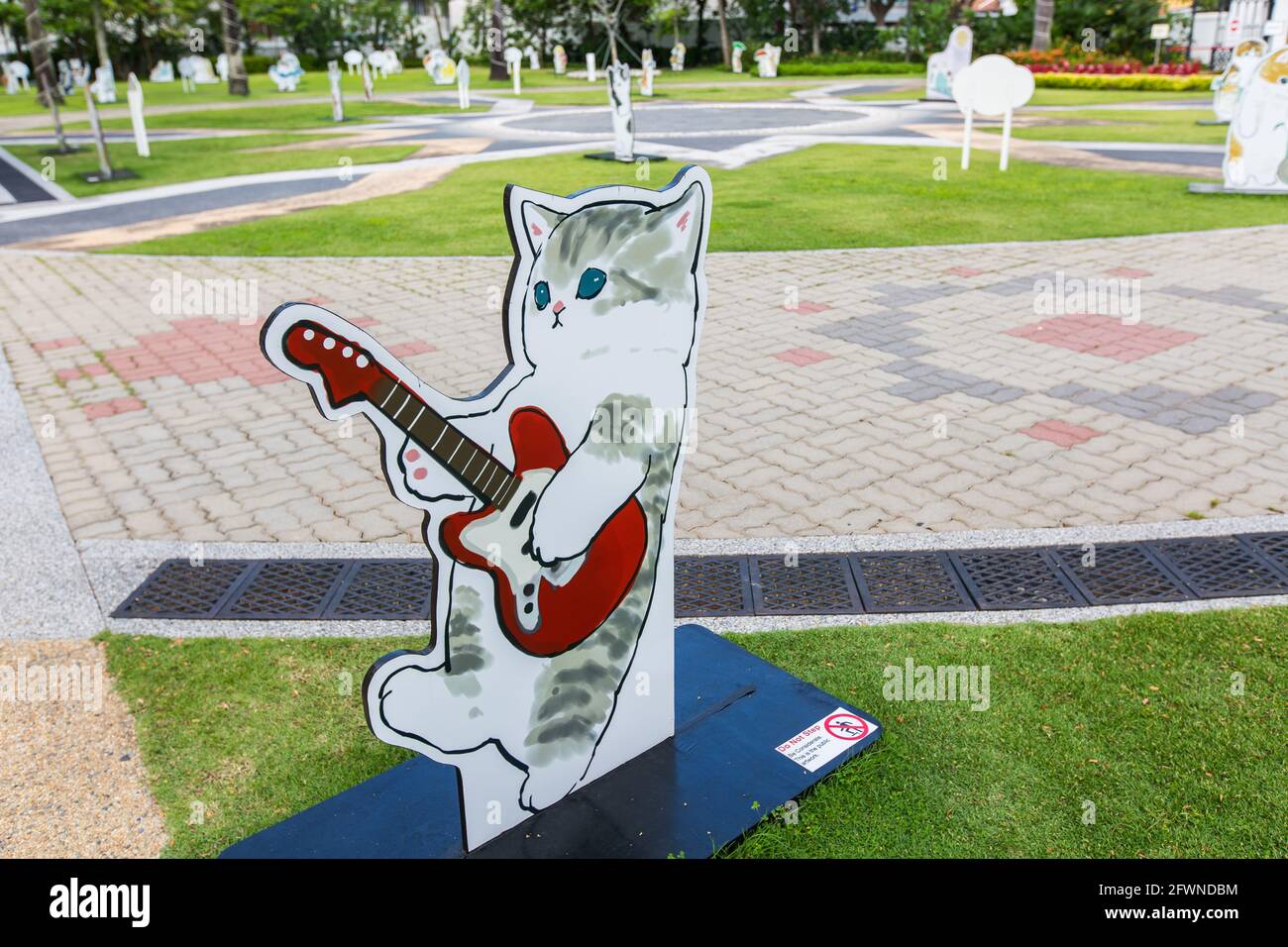 Paw Verbs On The Lawn Pays Tribute To The Cat Its Place In Malay Literary Culture And In The Hearts Of Singaporeans Art Work Is By A Japanese Artist Stock Photo Alamy