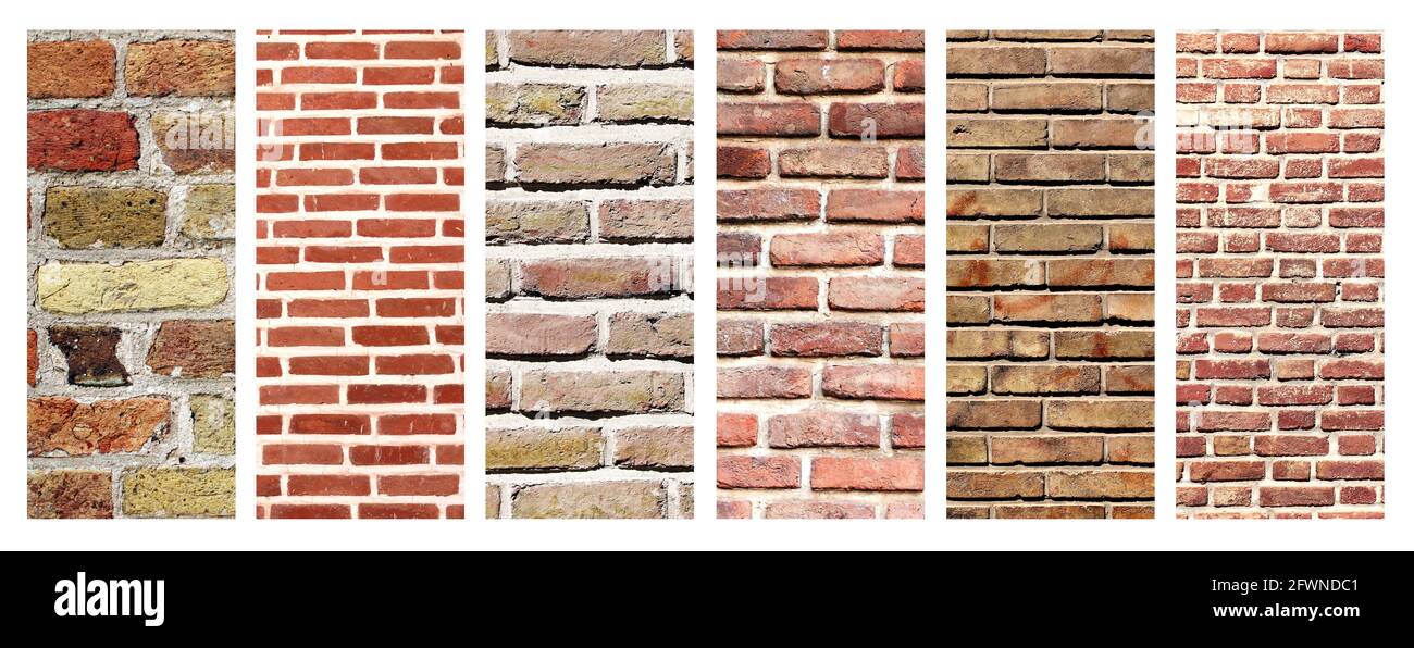 Collection of vertical banners with textures of old brick walls Stock Photo