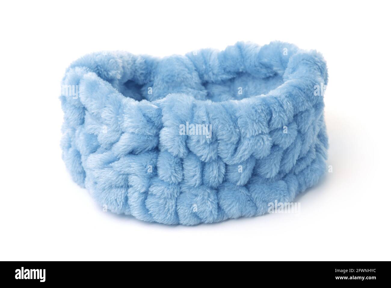 Blue elastic fluffy headband isolated on white Stock Photo