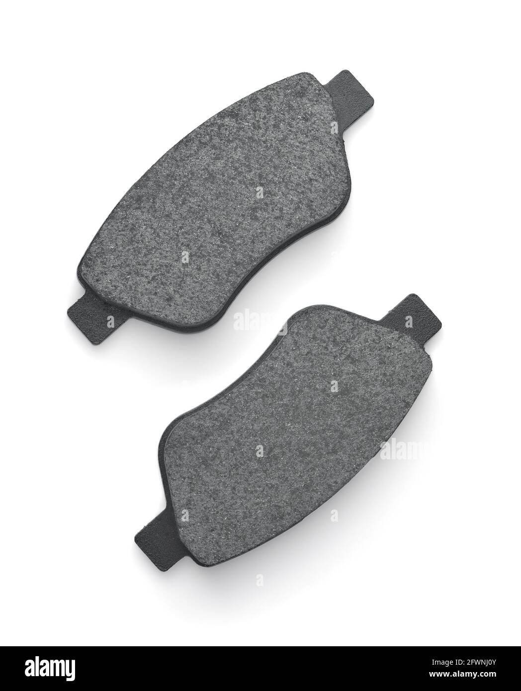 Top view of two new car brake pads isolated on white Stock Photo