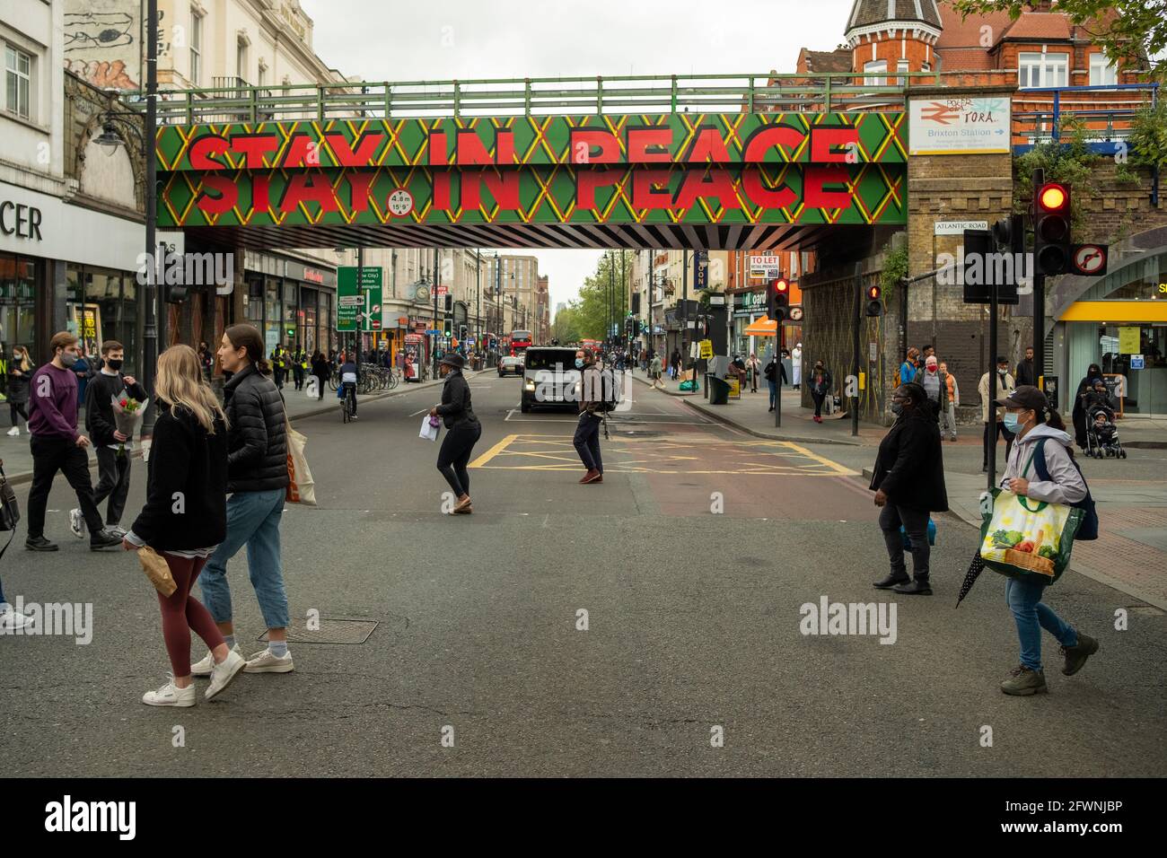 Brixton, London May 2021 Brixton Road street scene, major high street