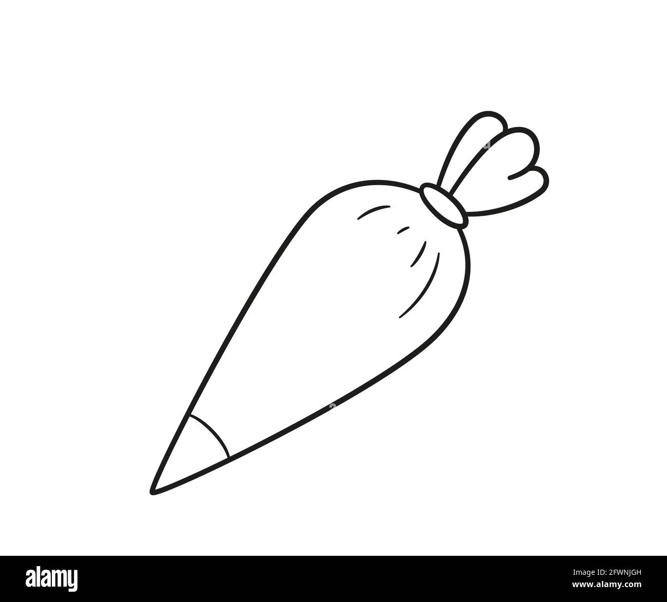 Hand drawn pastry Icing bag with nozzle. Baking piping bag. Vector