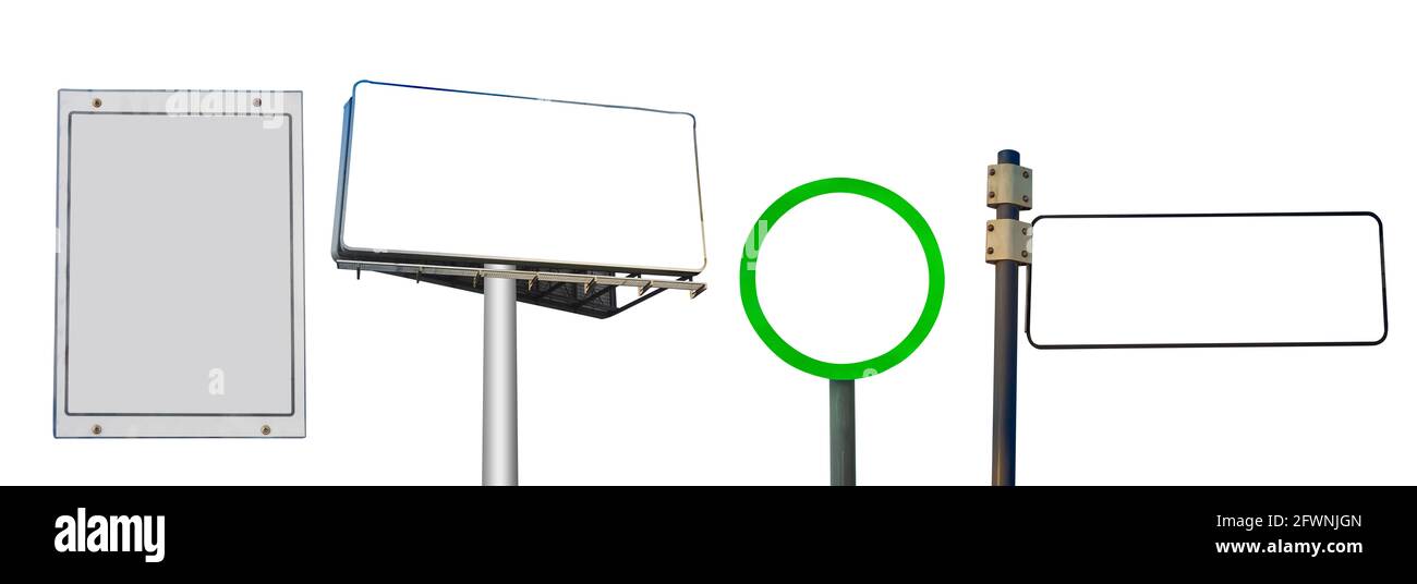 empty billboards and sign set isolated on white background Stock Photo ...