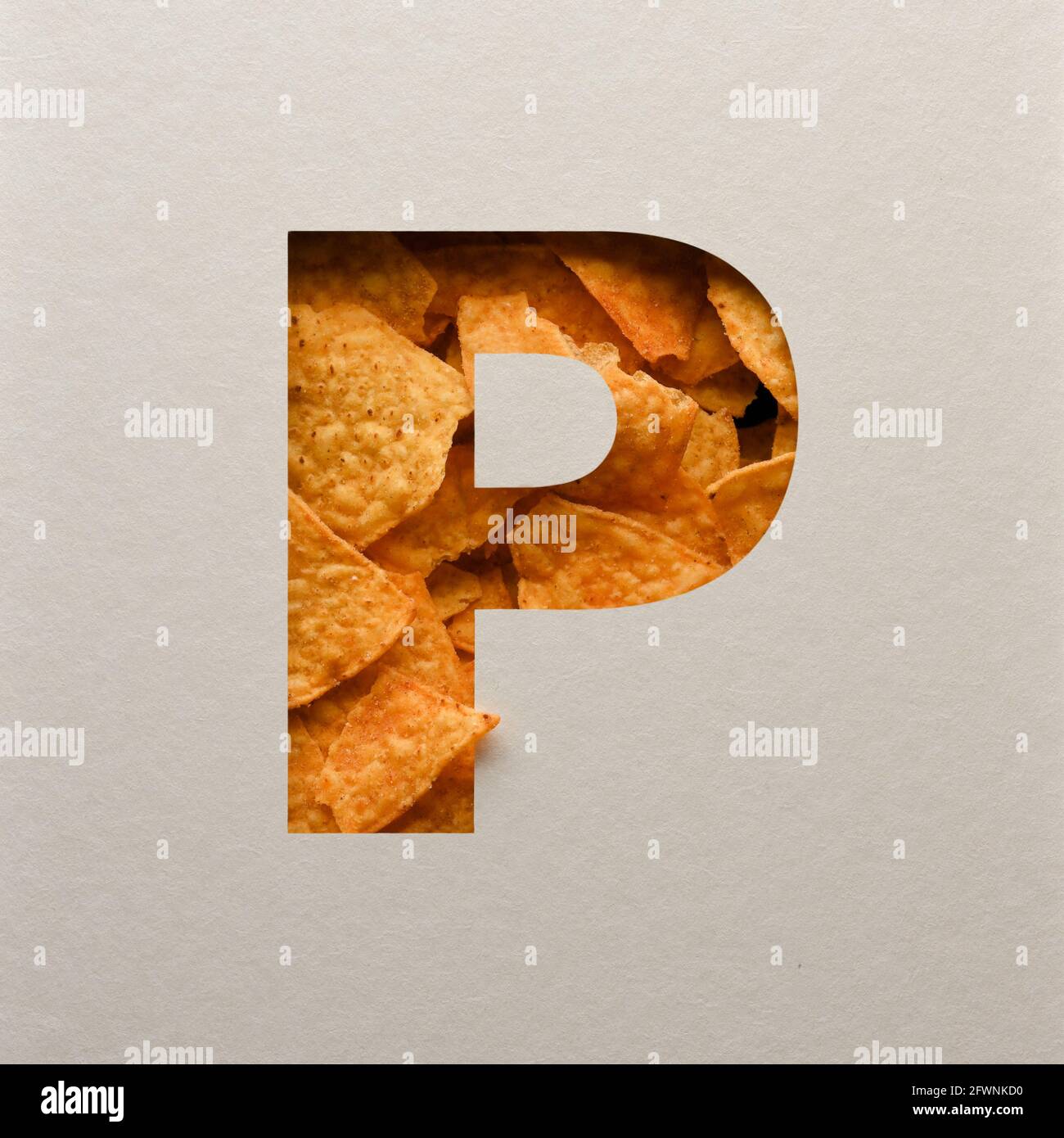 Font design, Abstract alphabet font with triangle corn chips, realistic ...