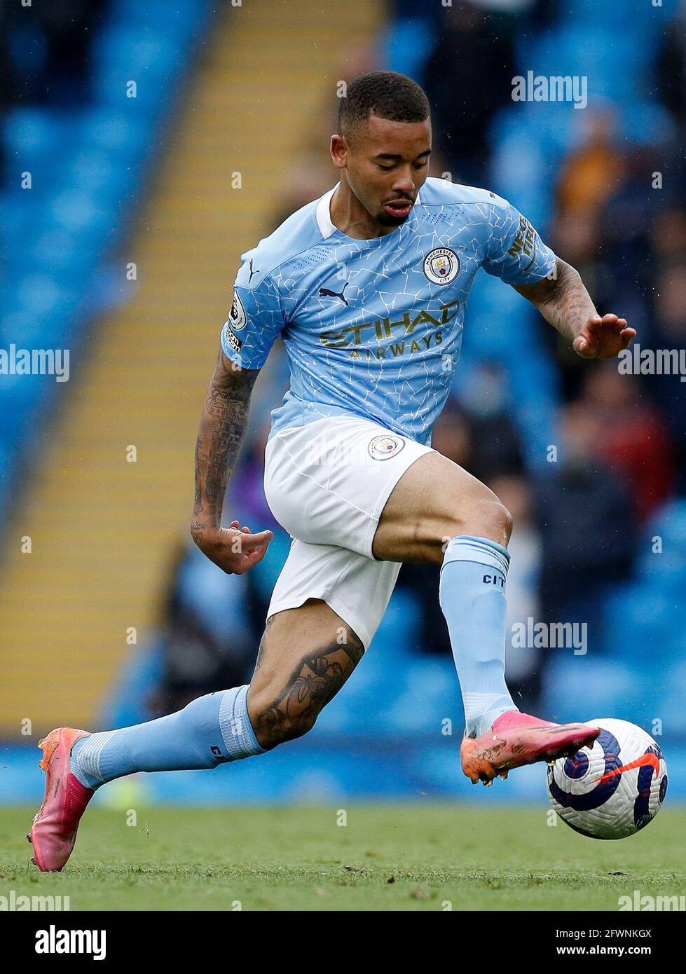 Manchester, England, 23rd May 2021. Gabriel Jesus of Manchester City during the Premier League match at the Etihad Stadium, Manchester. Picture credit should read: Darren Staples / Sportimage Credit: Sportimage/Alamy Live News Stock Photo