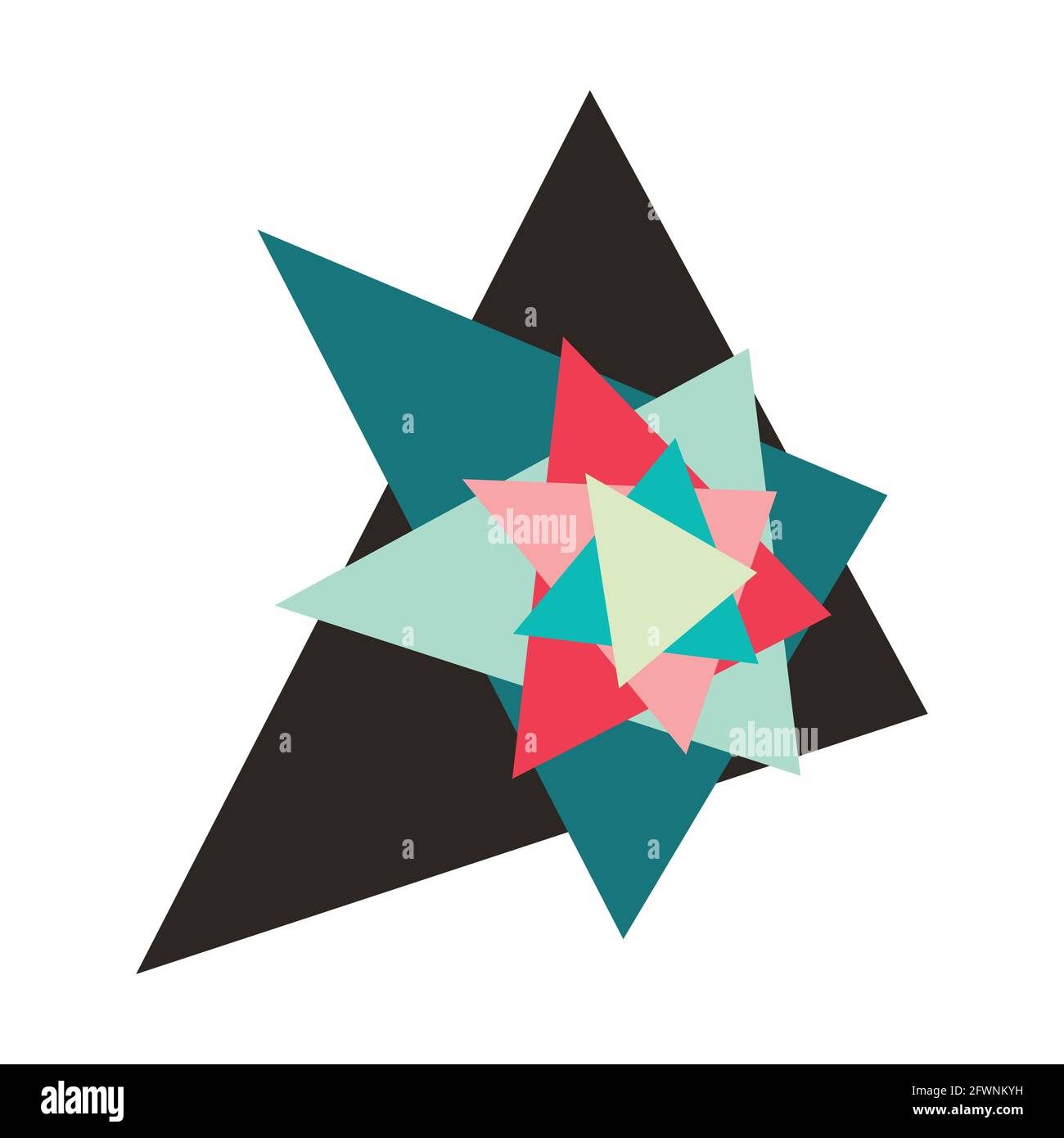 Stack of colorful triangles on white background. Modern geometric ...