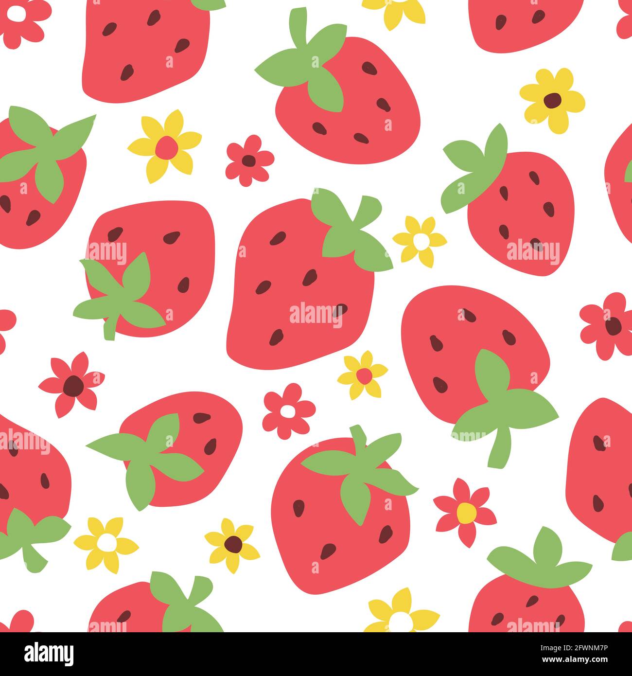 Childish seamless pattern with cute strawberry. Creative texture for fabric, textile Stock Vector