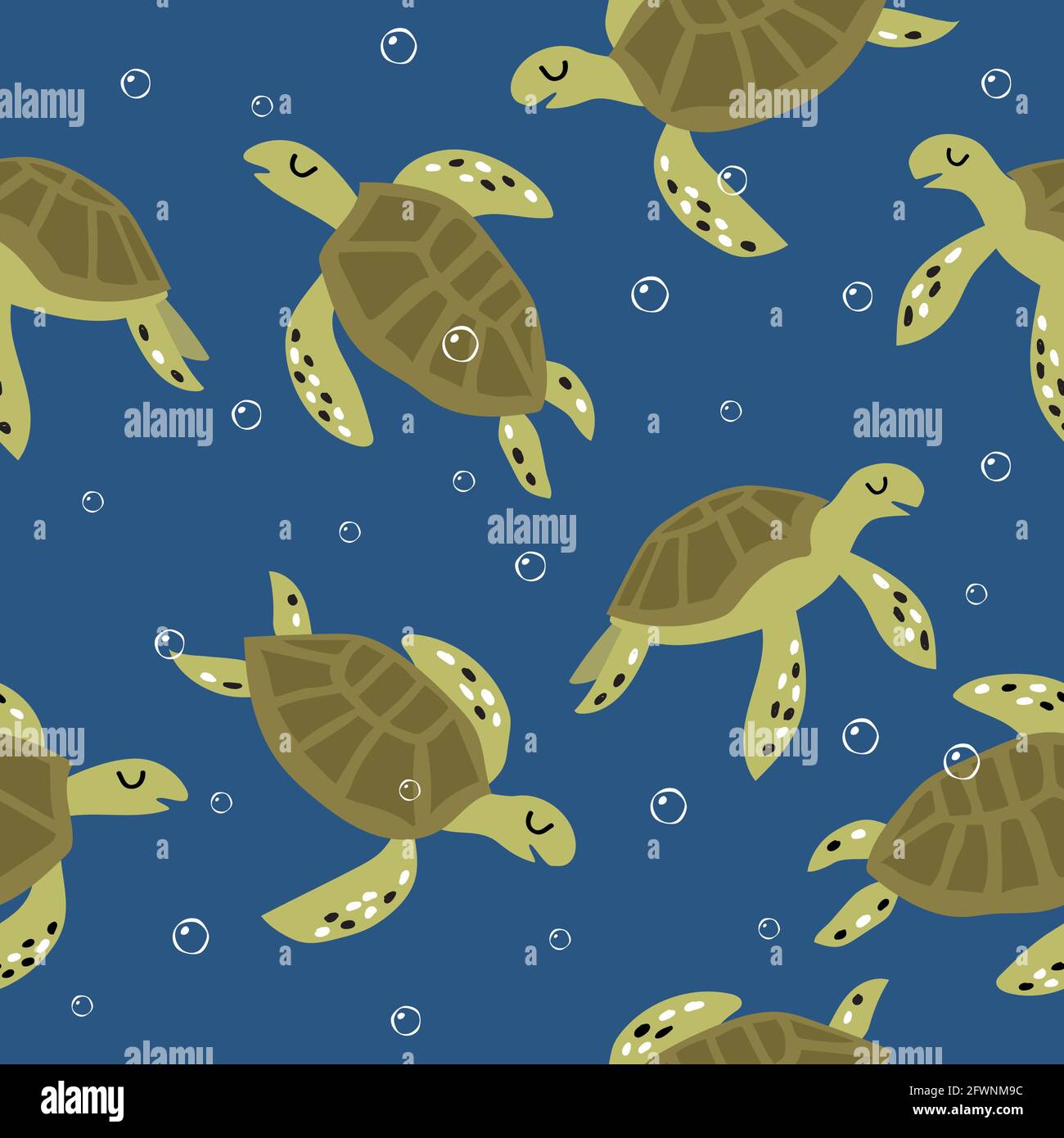 Childish seamless pattern with cute turtles. Creative texture for fabric and textile Stock Vector
