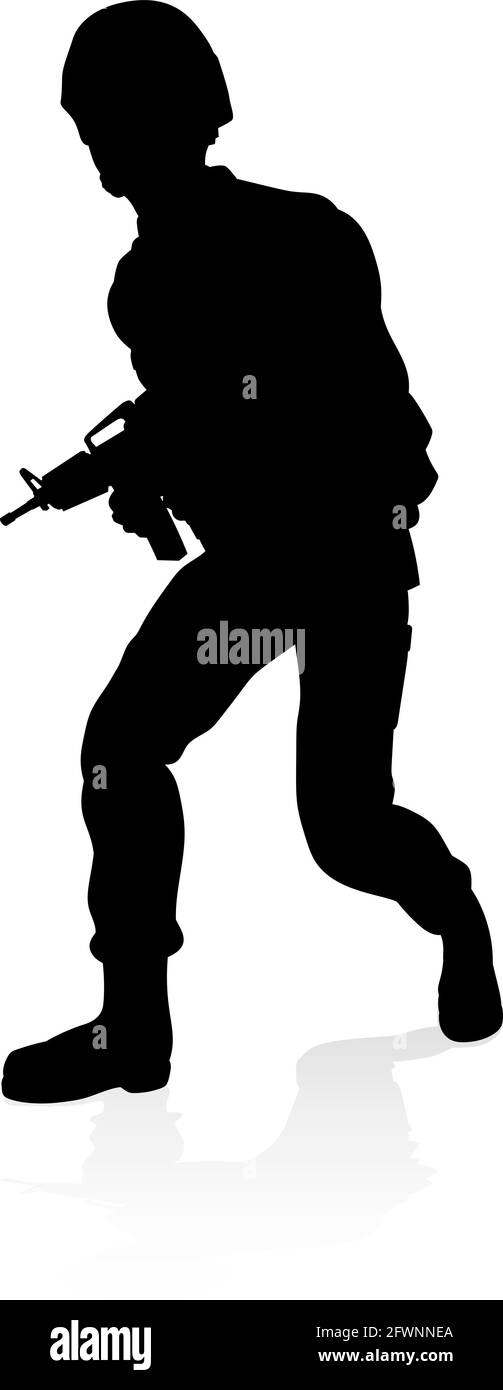 Soldier High Quality Silhouette Stock Vector
