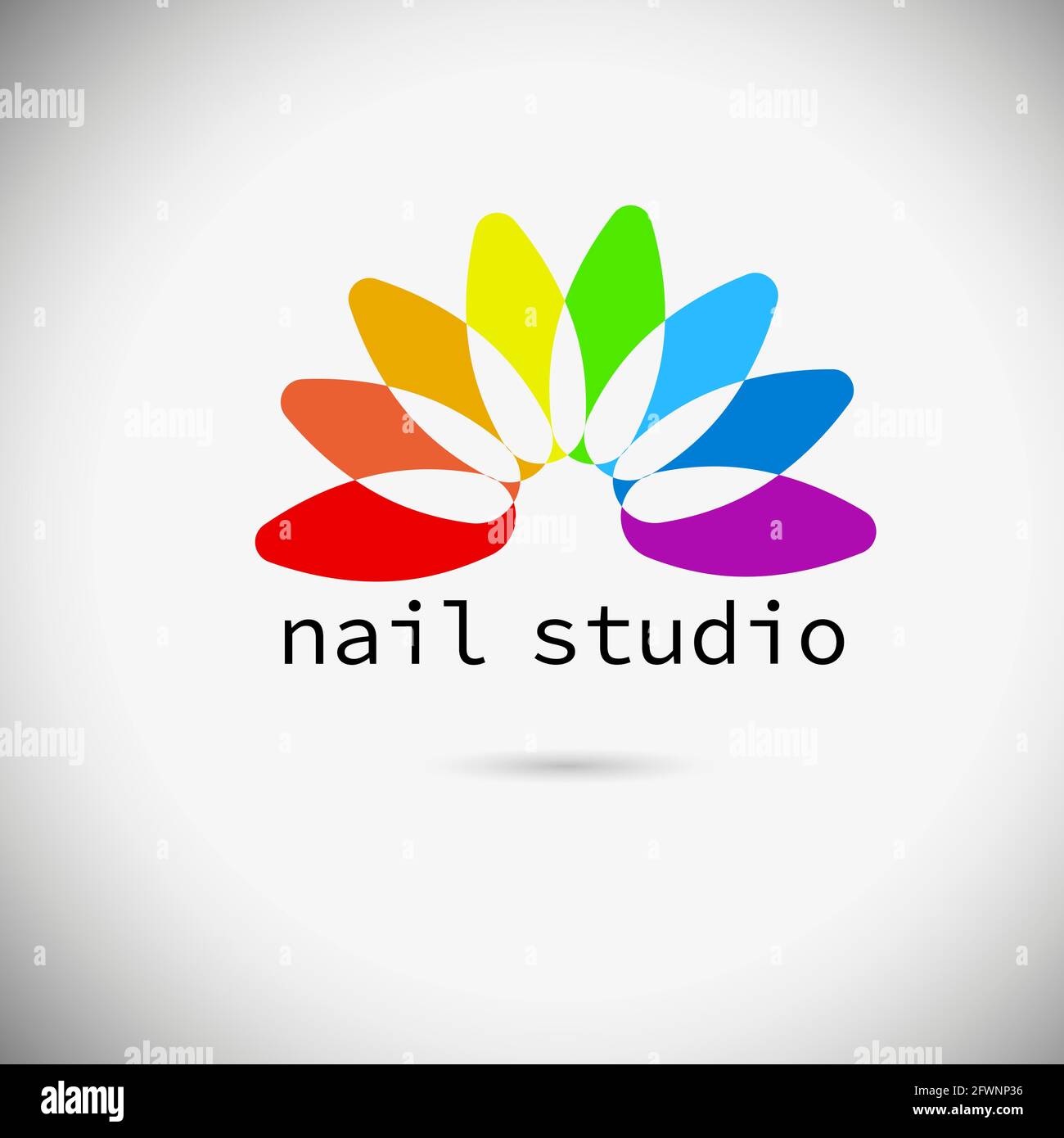 Logo manicure studio. rainbow flower. Vector illustration Stock Vector