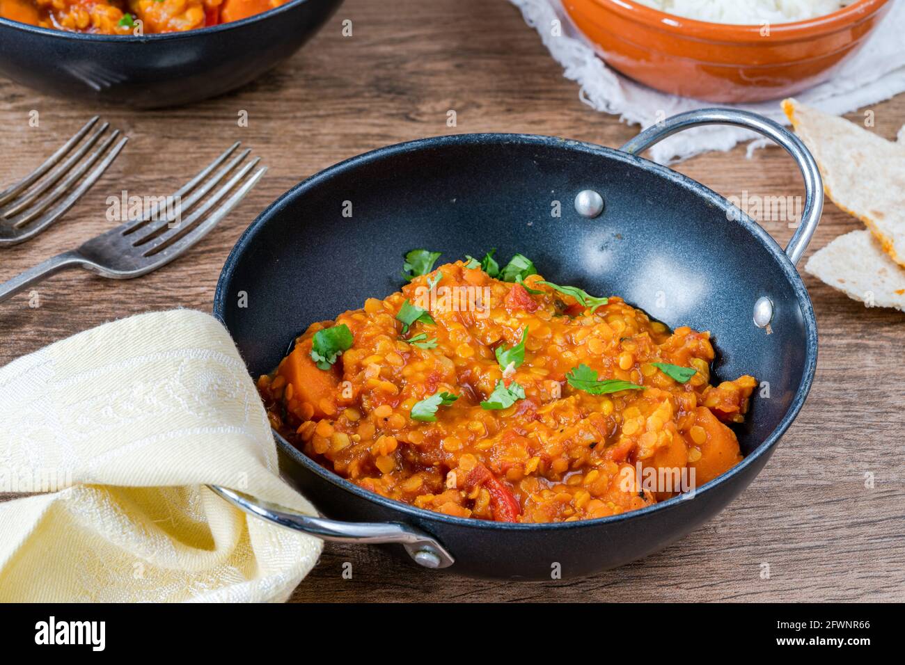 Indian vegetarian red lentil dhal curry Stock Photo - Alamy