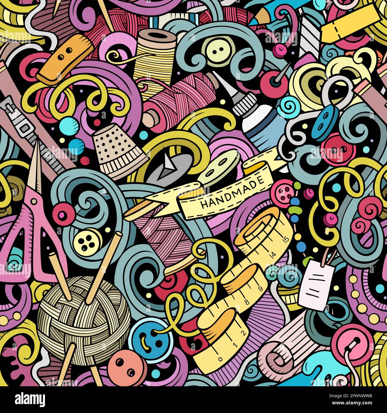 Handmade hand drawn doodles seamless pattern Stock Vector Image & Art ...