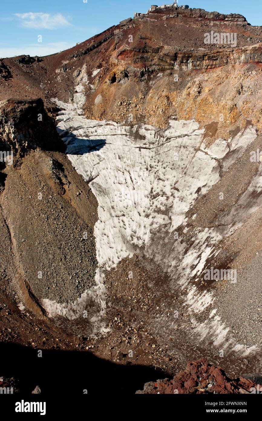 Vertical shot of the caldera of Mt. Fuji in Japan Stock Photo - Alamy