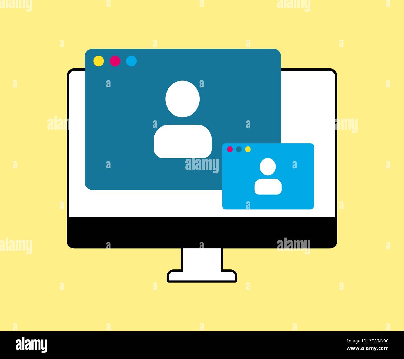 Online webinar, video call. Meetings at the level of colleagues, modern education Stock Vector