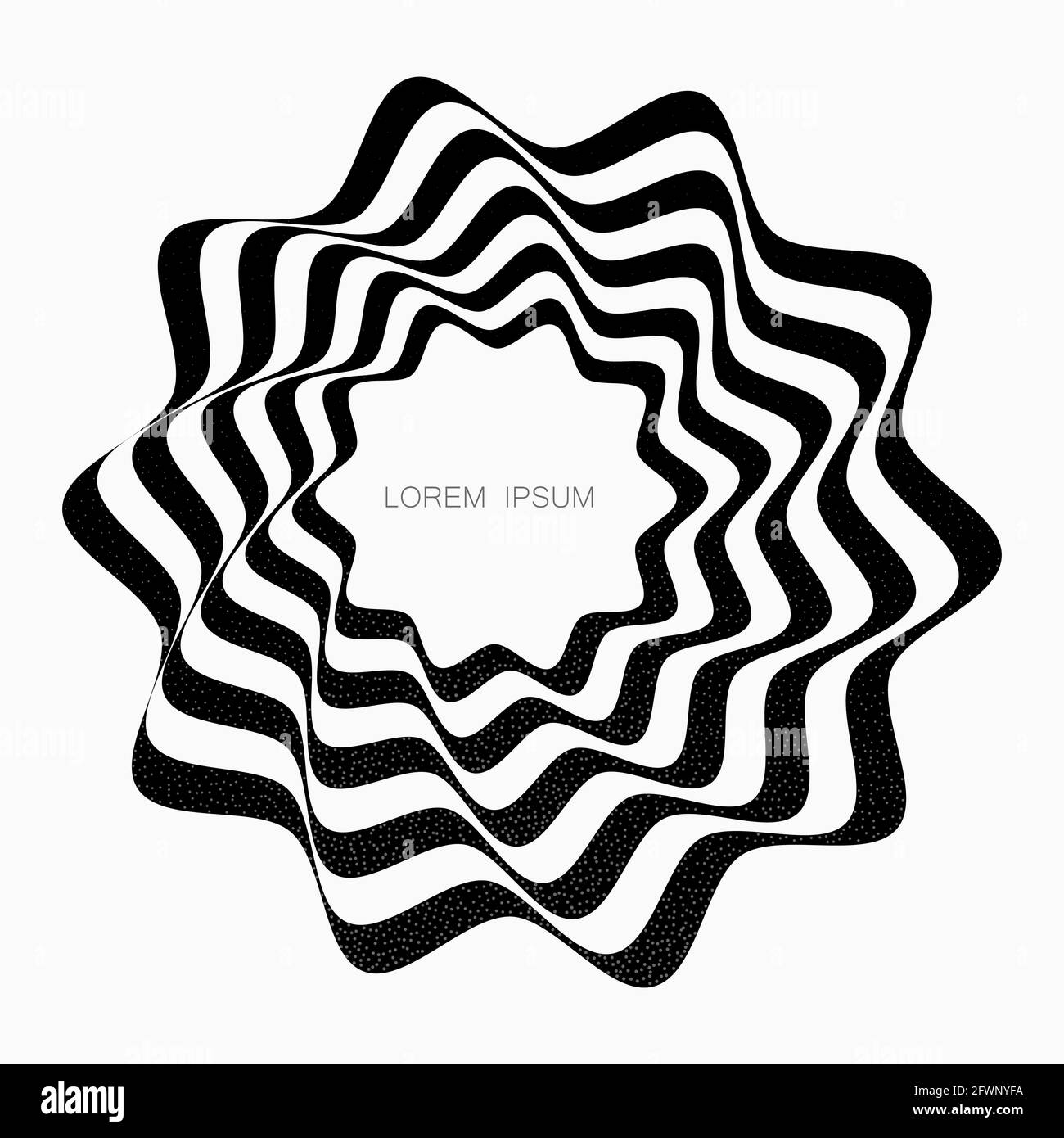 Black curved lines forming a circular, abstract organic shape. Vector element for design. Stock Vector