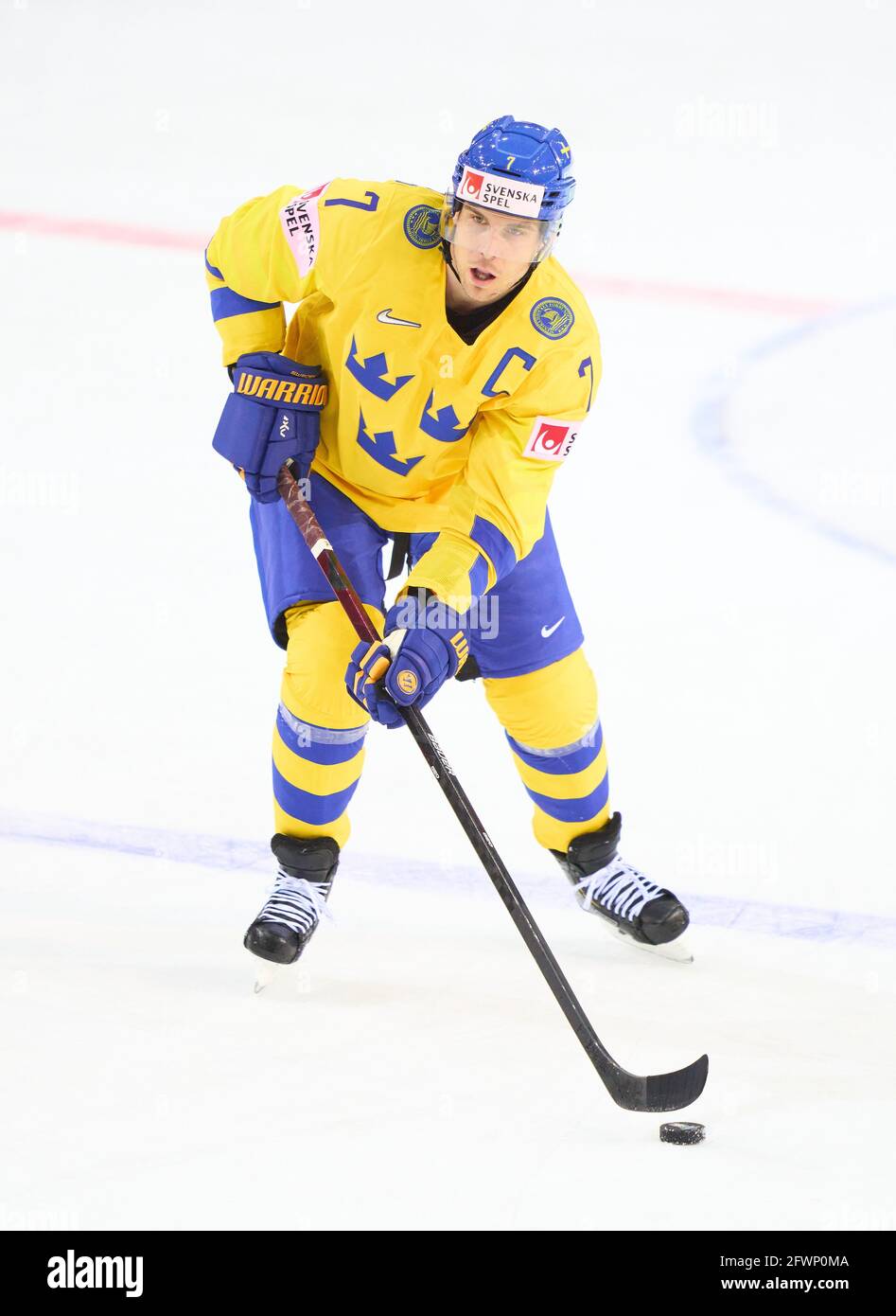 Riga, Latvia. 23rd May, 2021. Henrik Tommernes #7 of Sweden of Sweden in  action with puck SWEDEN - BELARUS 1-2 IIHF ICE HOCKEY WORLD CHAMPIONSHIPS  Group A in Riga, Latvia, Lettland, May