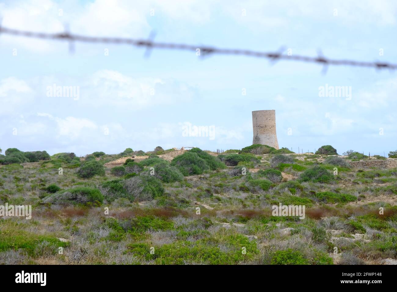 Watchtower of Cap Blanc, Mallorca, Balearic Islands Stock Photo