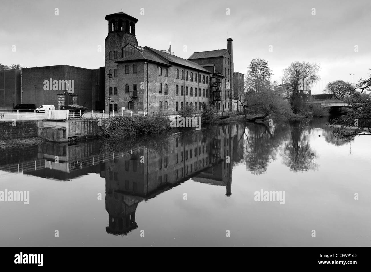 The Silk Mill and Museum of Making World Heritage Site, river Derwent, Derby City, Derbyshire, England, UK Stock Photo