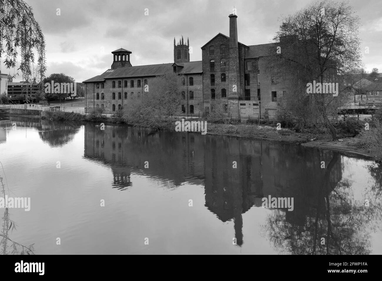 The Silk Mill and Museum of Making World Heritage Site, river Derwent, Derby City, Derbyshire, England, UK Stock Photo