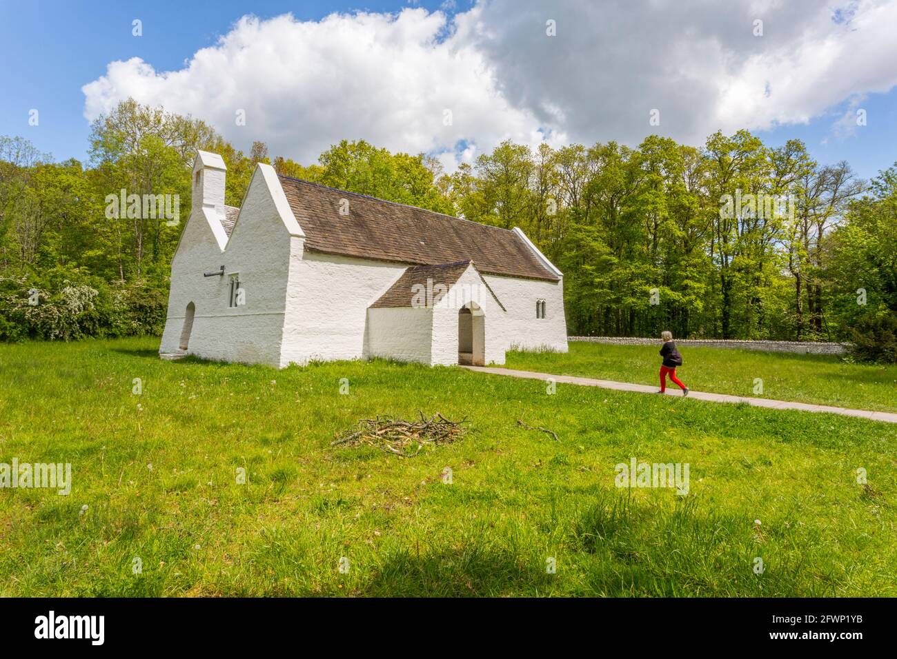 The historic St Teilos Church c1520 at the St Fagans National Museum of Welsh History, Cardiff, Wales, UK Stock Photo