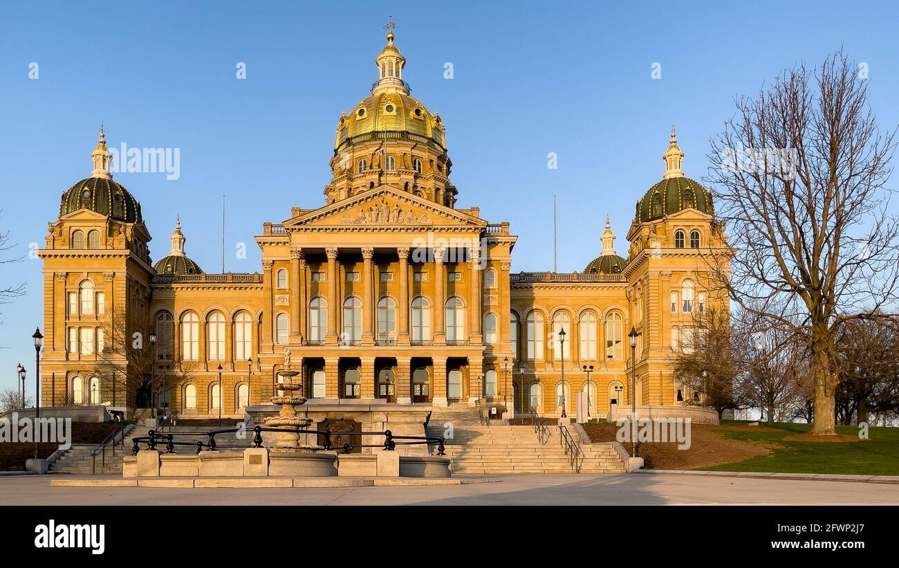 Iowa State Capitol in Des Moines, Iowa Stock Photo