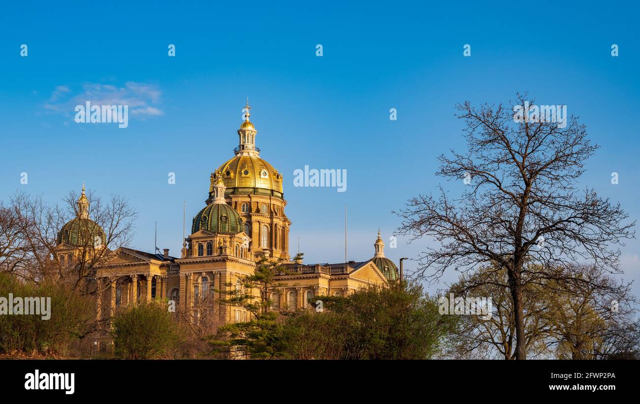 Iowa State Capitol in Des Moines, Iowa Stock Photo