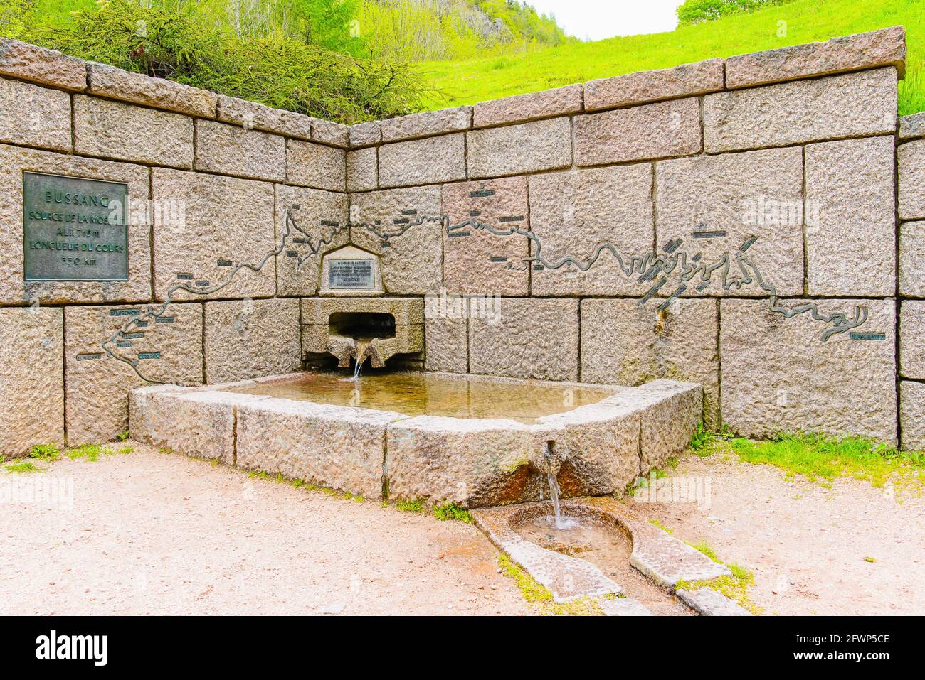 Source of the Moselle River in Bussang, France. Stock Photo