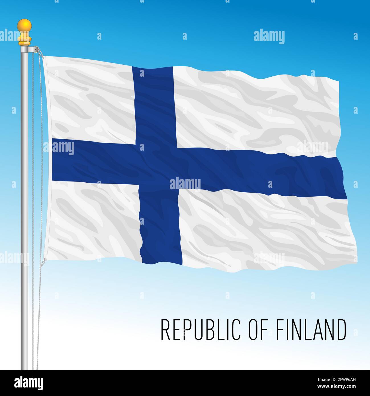 Finland official national flag, European Union, vector illustration Stock Vector