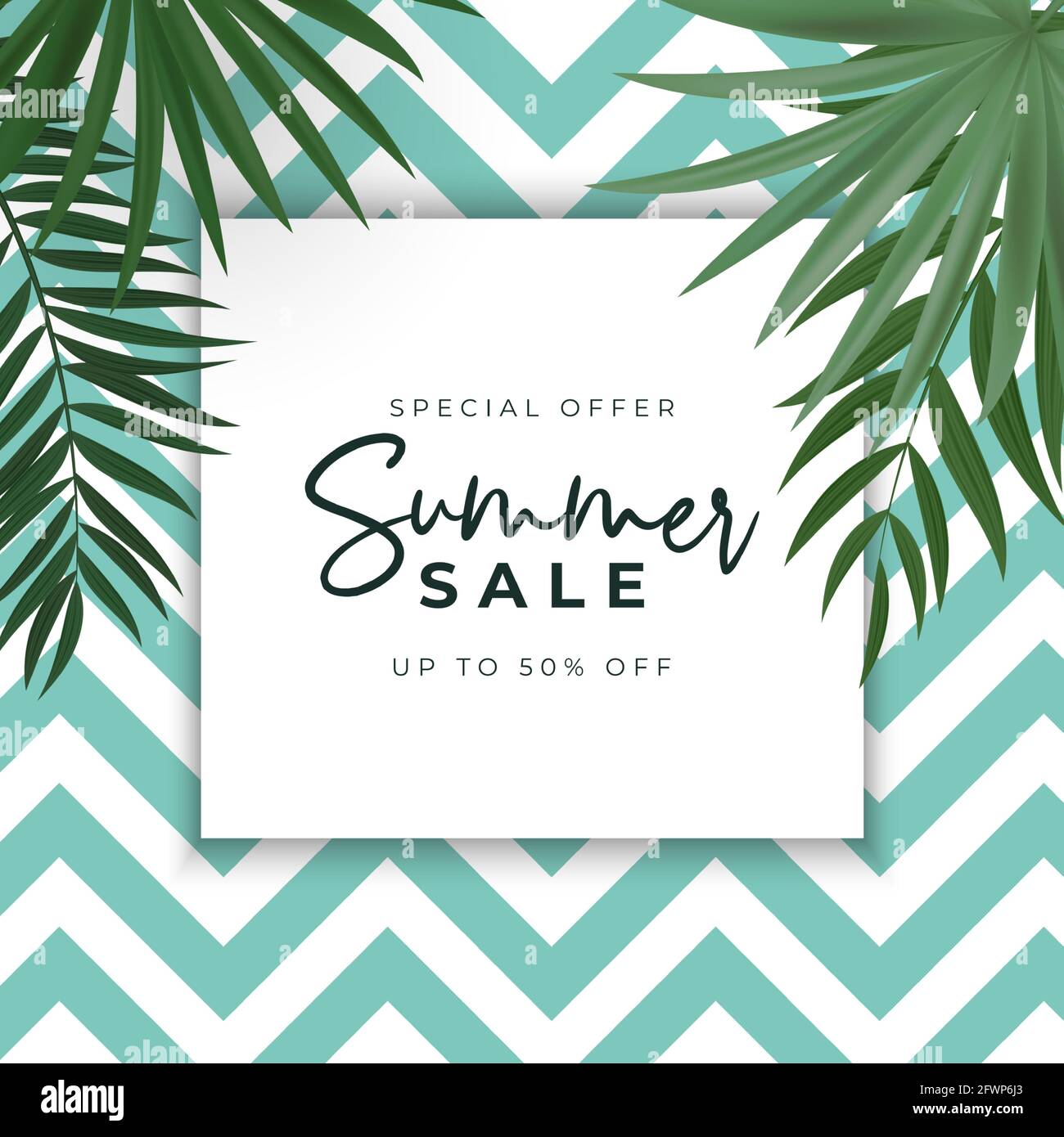 Summer sale poster. Natural Background with Tropical Palm Leaves ...