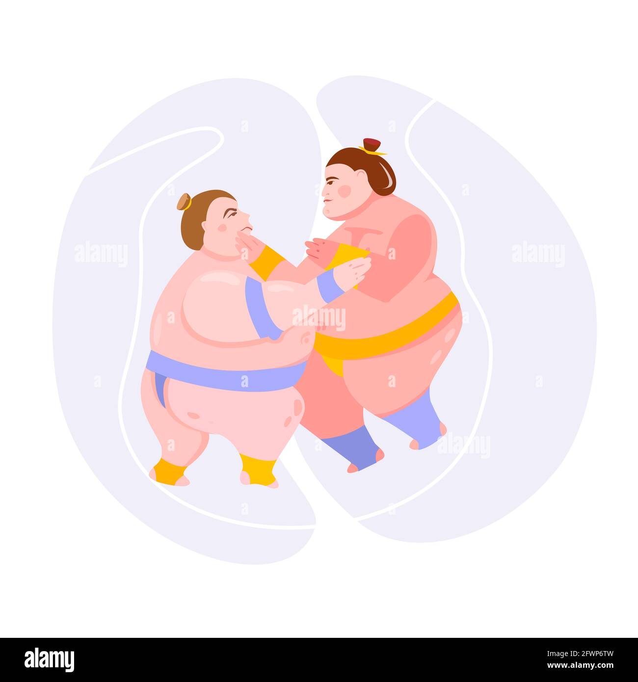 Two sumo wrestlers ready to fight Stock Photo