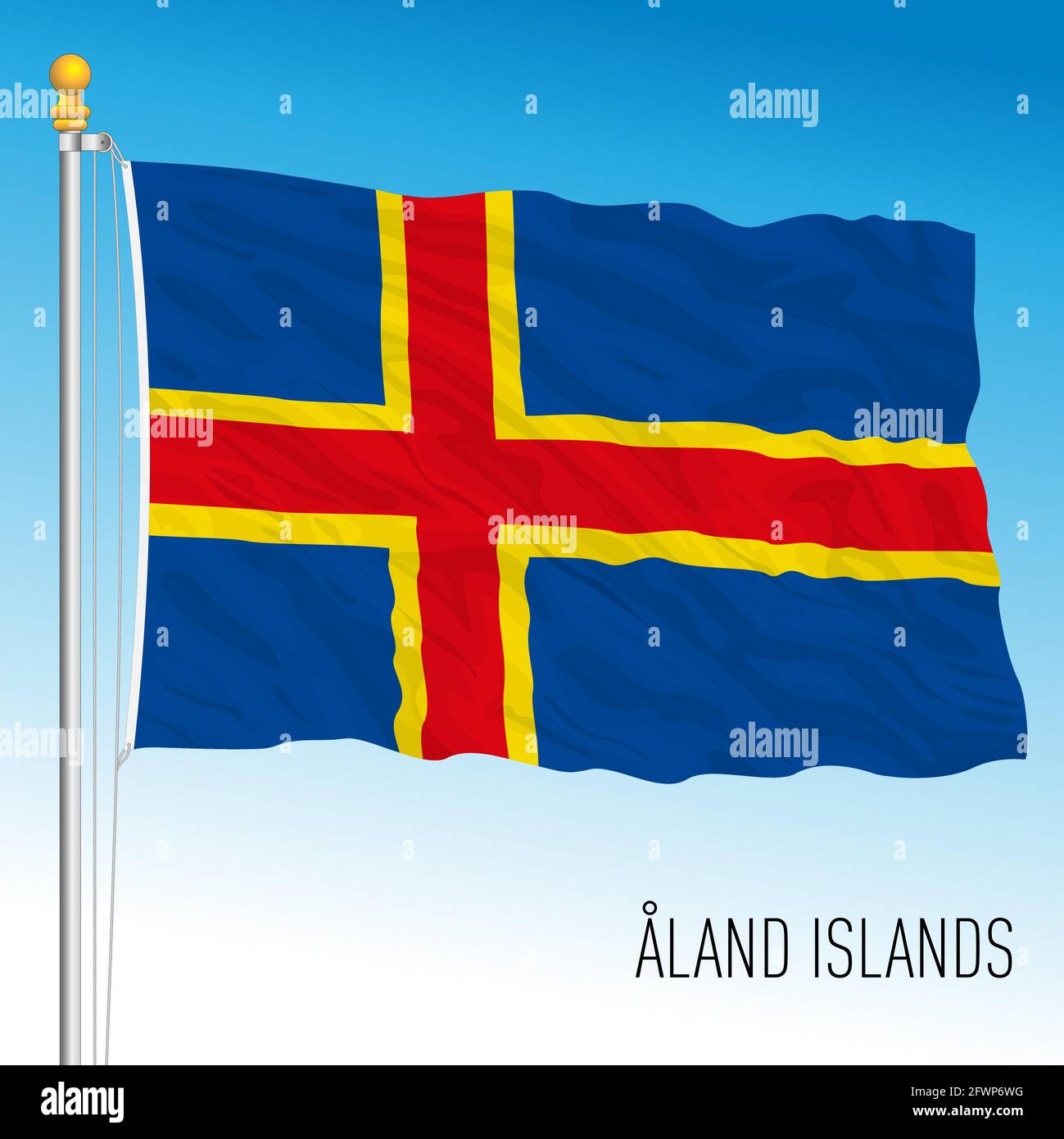 Aland official national flag, Finnish islands, vector illustration Stock Vector